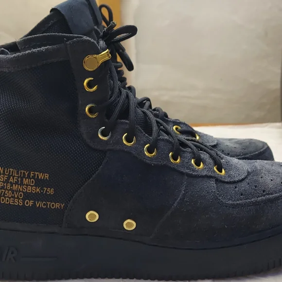 Nike Black and Gold Mid-Top Sneakers - Picture 1 of 7